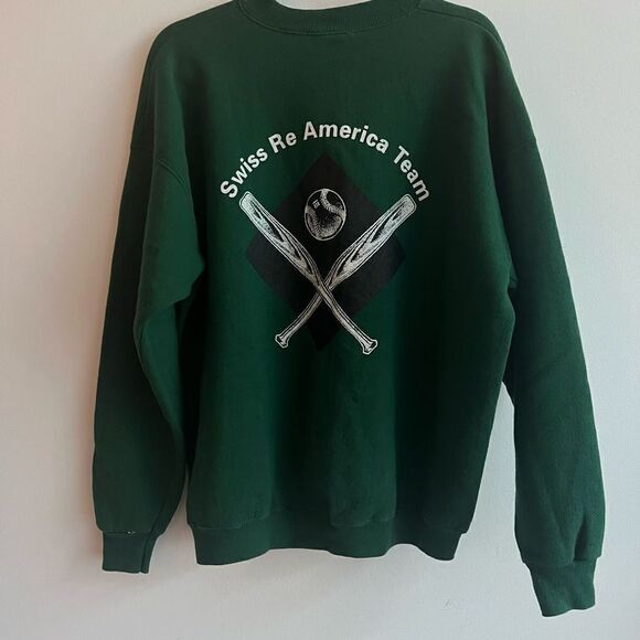 Vintage Heavyweight Lee’s Forrest Green Swiss Re American Crewneck Sweatshirt - - Picture 5 of 6
